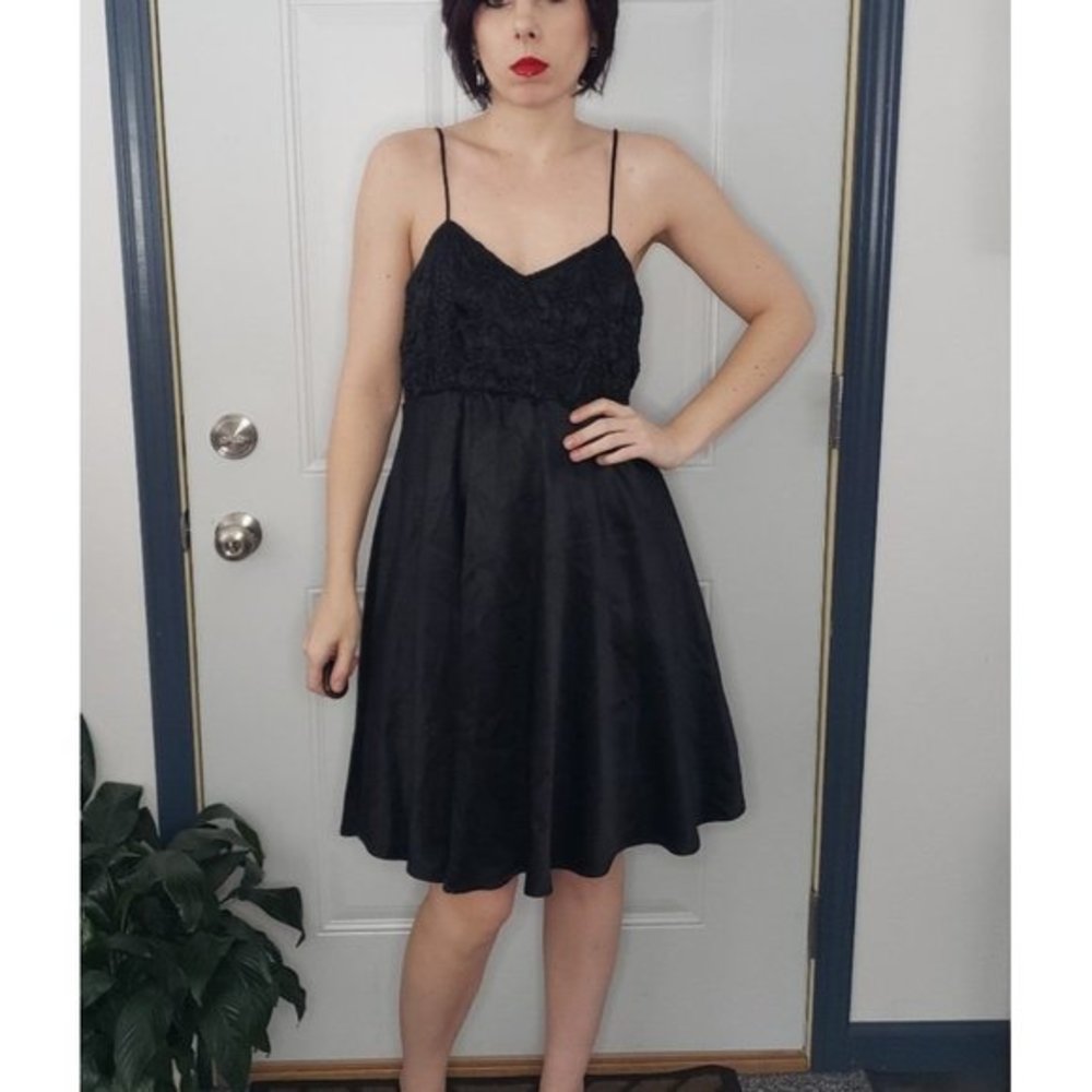 Vintage 90s Black Satin Party Dress